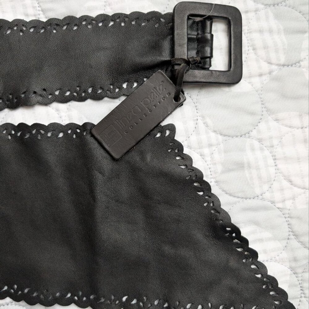 NEW Linea Pelle Women`s Black Leather Waist Belt Size S